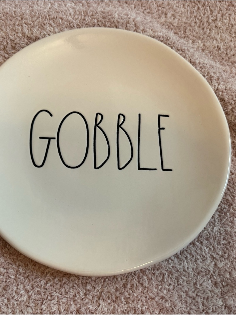 White Ceramic 'GOBBLE' Serving Plate 3 - Seasonal Dining Accent